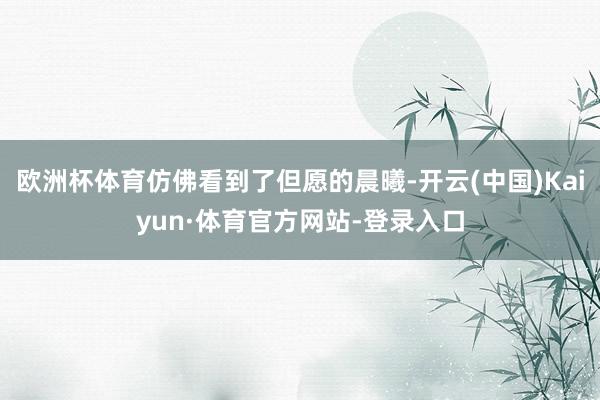 欧洲杯体育仿佛看到了但愿的晨曦-开云(中国)Kaiyun·体育官方网站-登录入口