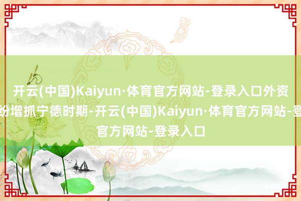 开云(中国)Kaiyun·体育官方网站-登录入口外资机构纷纷增抓宁德时期-开云(中国)Kaiyun·体育官方网站-登录入口