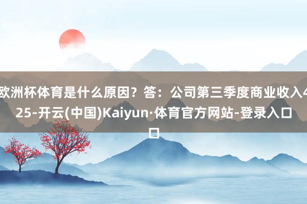 欧洲杯体育是什么原因？　　答：公司第三季度商业收入425-开云(中国)Kaiyun·体育官方网站-登录入口